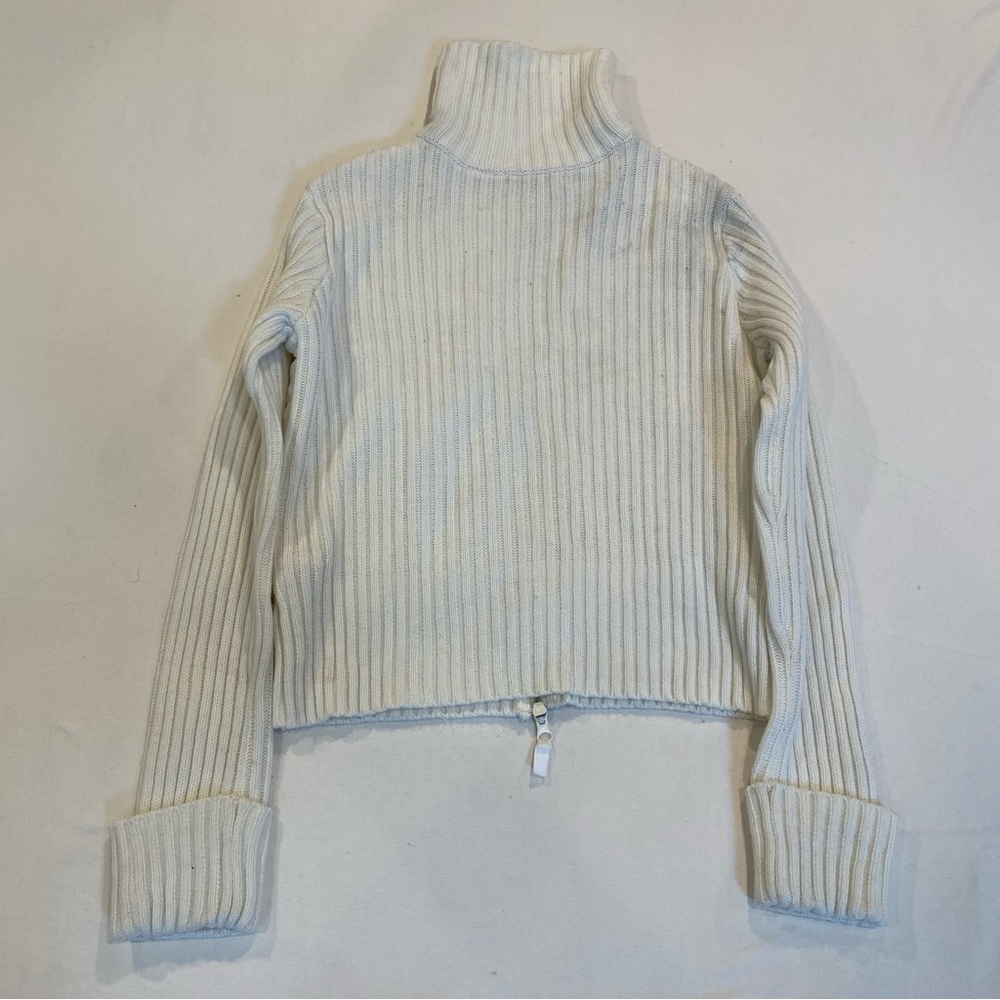 Planet Gold Vintage Y2K White Knit Quilted Puffer Zip-Up Jacket Sweater, M/L - Picture 2 of 6